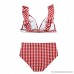 Suma-ma Mom＆Me Plaid Printed Swimwear Baby Girls Romper Jumpsuits Beachwear Womens Ruffled Swimsuit Red B07MDWZMMT